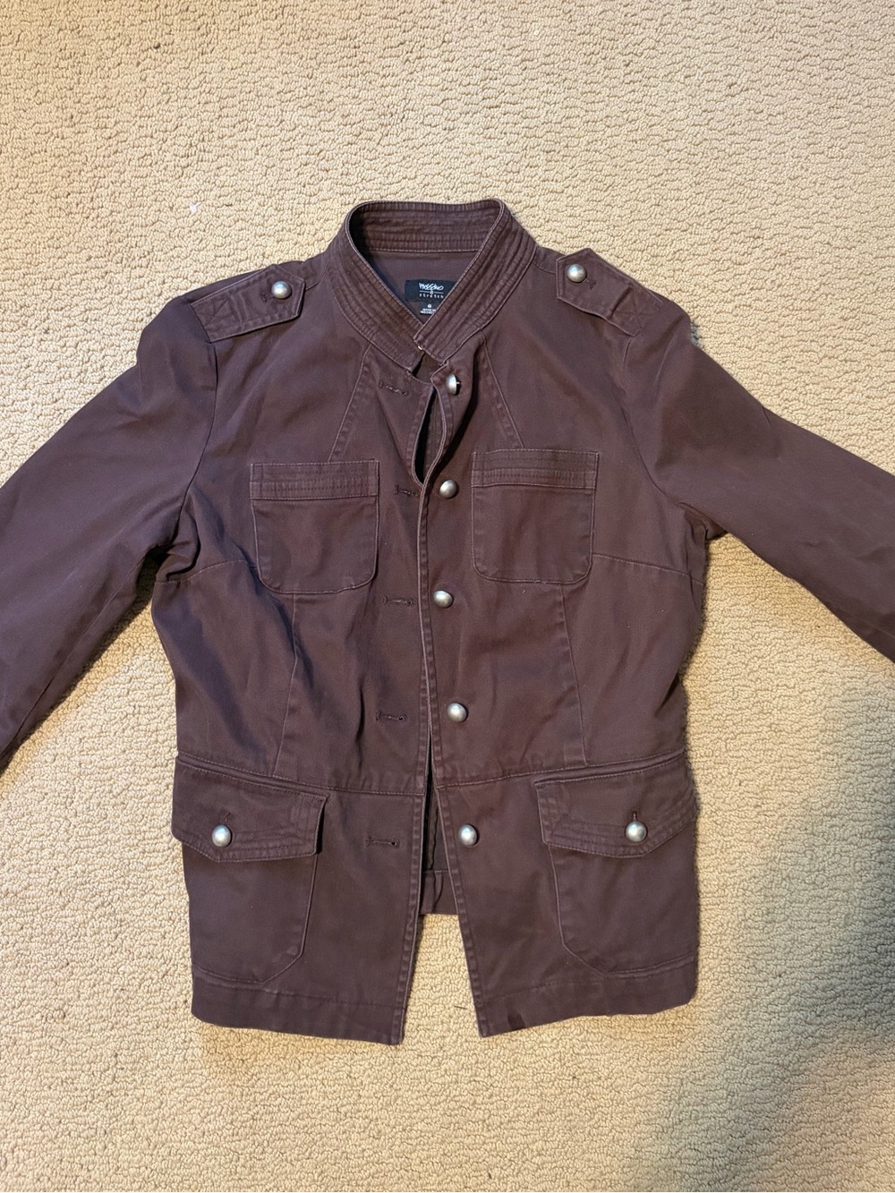 Women’s Dark Brown Cotton Jean Jacket with Snap Front